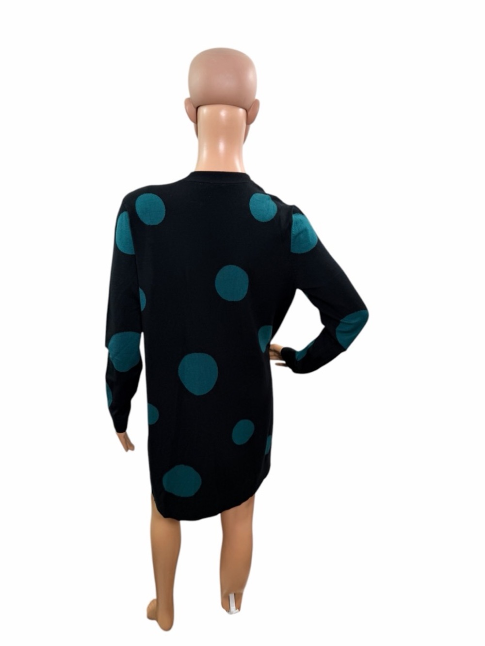 Chicos Women’s Size M (1) Long Sleeve Open Front Polka Dots Midi Cardigan - Picture 4 of 6